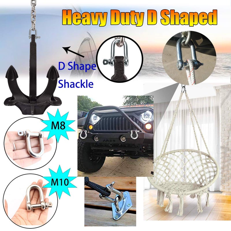 Reedny Stainless Steel 304 D Shape Shackle 5/32", 1/4", 5/16",3/8", 9/16", for Chains Wirerope Lifting Outdoor Camping Survival Rope Bracelets Or for Heavy Duty Construction (3/8" 2Pcs) - Image 5